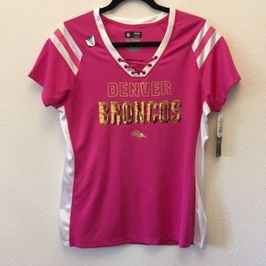 💐 NWT NFL Pink Sequin Denver Broncos Women Jersey